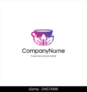 Vector coffee logo on which an elegant image of three leaves. Stock Vector