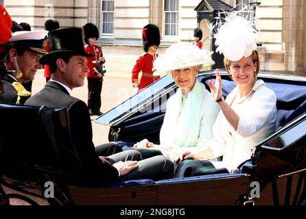 The Countess of Wessex joins Princess Alexandra, the Earl of Wessex and Rear Admiral Timothy Laurence as leave Buckingham Palace, London, to watch the annual Trooping the Colour ceremony as Britain' Queen Elizabeth II celebrates her official 80th birthday. PRESS ASSOCIATION Photo, Picture date: Saturday June 17, 2006. More than 1,100 soldiers will take part in the colourful annual display of pomp and pageantry. See PA story ROYAL Queen. Photo credit should read: Chris Young/WPA rota/PA.