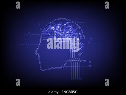 Concepts of brain artificial intelligence. Brain waves, brain network connection. Vector illustration. Stock Vector