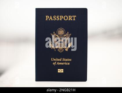 US passport document needed for immigration and naturalization when traveling Stock Photo