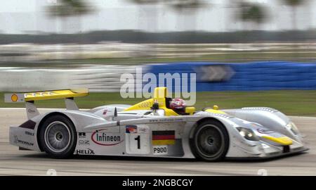 Former Ferrari F1 driver Michele Alboreto of Italy steers his Audi