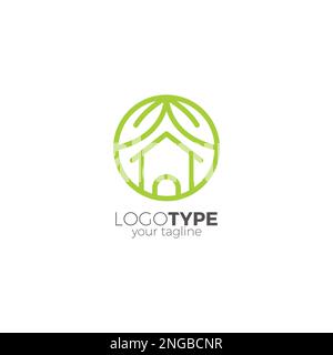 Home Organic Logo. Home Leaf Icon Stock Vector