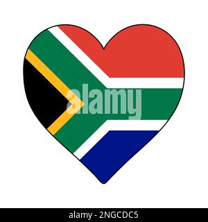 South Africa Heart Shape Flag. Love South Africa. Visit South Africa. Southern Africa. African Union. Vector Illustration Graphic Design. Stock Vector