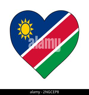 Namibia Heart Shape Flag. Love Namibia. Visit Namibia. Southern Africa. African Union. Vector Illustration Graphic Design. Stock Vector