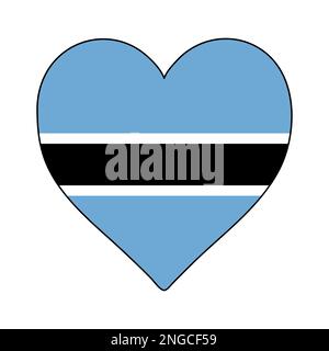 Botswana Heart Shape Flag. Love Botswana. Visit Botswana. Southern Africa. African Union. Vector Illustration Graphic Design. Stock Vector