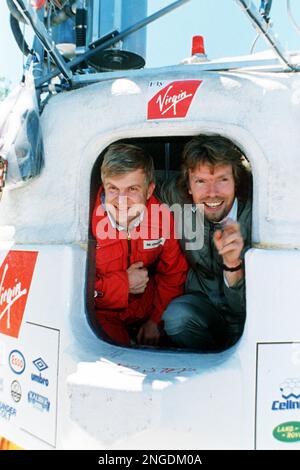 The Virgin Atlantic Flyer hot-air balloon capsule on display at the ...