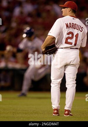 Los Angeles Dodgers Jason Werth, center, is congratulated by teammates  after scoring on a two-run single by teammate Paul Lo Duca in the seventh  inning against the Anaheim Angels in Anaheim, Calif.