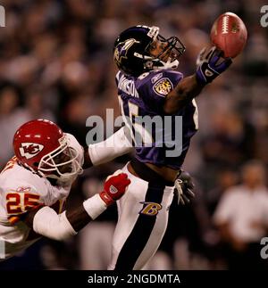 The Atlanta Falcons' Peerless Price catches a pass against the Kansas City  Chiefs during their NFL football game at Arrowhead Stadium in Kansas City,  MO. on October 24, 2004. The Chiefs won