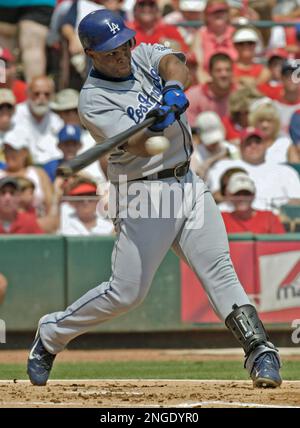 Los Angeles Dodgers' Adrian Beltre hits a three-run home run off St. Louis  Cardinals pitcher Jason Marquis in the third inning at Dodger Stadium in  Los Angeles on Friday, Sept. 10, 2004.