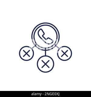 blocked phone calls line icon Stock Vector