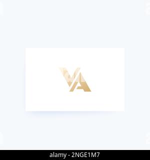 Creative golden letter VA v a logo with leading lines and road concept ...