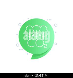 carbon offset and reducing co2 gas line icon Stock Vector
