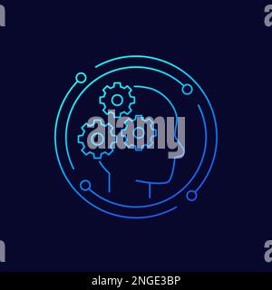 creativity and thinking icon, linear design Stock Vector