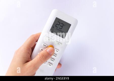 white remote control from air conditioner on a white background Stock Photo