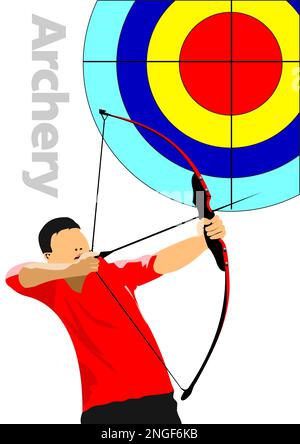 Sport Archery Practice. Color 3d vector illustration Stock Vector