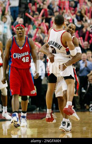 Los Angeles Clippers' Elton Brand (42) looks on as Portland Trail