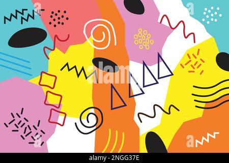 Creative doodle art header with different shapes and textures. Stock Vector