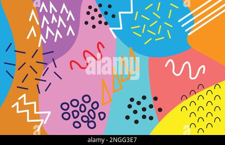 Creative doodle art header with different shapes and textures. Stock Vector