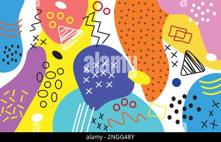 Creative doodle art header with different shapes and textures. Stock Vector