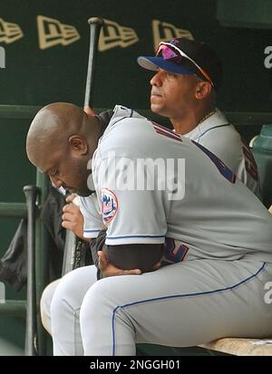 Mo Vaughn of the New York Mets waits to bat during a 2002 MLB