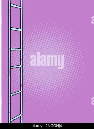 Steel single and whole staircase. Climbing up the career ladder. The path to dreams, achievements and goals. Pop Art Retro Stock Vector