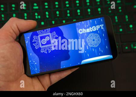 iPhone with Chat GPT logo Stock Photo