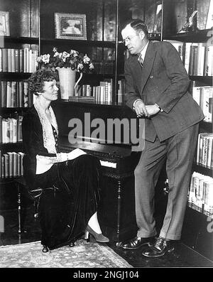 Amelia Earhart and her husband George Palmer Putnam in his New York