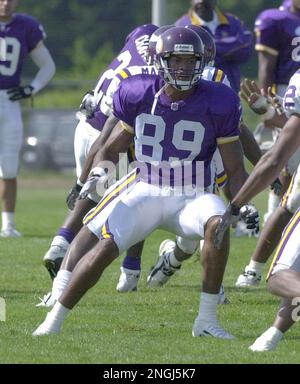 Minnesota Vikings Wide receiver Randy Moss stands on the sidelines of the  Louisiana Superdome before the game in New Orleans October 17, 2004. Moss  was sidelined in Sunday night's game against the