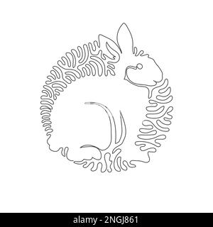 Continuous curve line drawing of funny rabbit abstract art. Single line editable stroke vector illustration of rabbit is a mammal with long ears Stock Vector