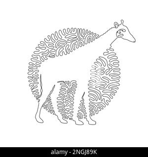 Continuous curve one line drawing of standing giraffe abstract art. Single line editable stroke vector illustration of giraffe of long neck Stock Vector