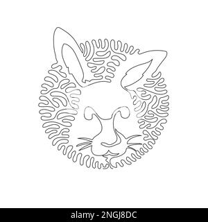 Single swirl continuous line drawing abstract art. Rabbits have long ears. Continuous line drawing design vector illustration of adorable rabbit Stock Vector