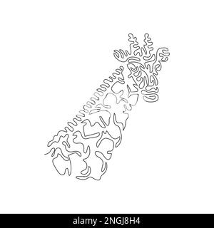 Single curly one line drawing abstract art. Giraffe of long necked mammals. Continuous line drawing design vector illustration of adorable giraffe Stock Vector
