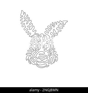Single curly one line drawing of cute rabbit abstract art. Continuous line drawing design vector illustration of adorable rabbit for icon Stock Vector