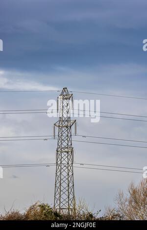 The old lattice design of transmission tower Stock Photo