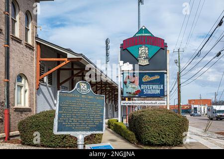 Alabama Montgomery Riverwalk Stadium Biscuits Baseball AA Minor League,fan  boy kid child mascot Big Mo Stock Photo - Alamy