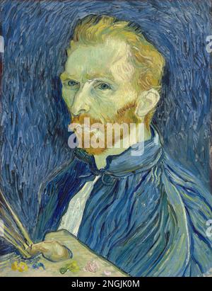 Self-Portrait (1889) by Vincent van Gogh (Dutch, 1853-1890) Ultra High Quality Image Stock Photo