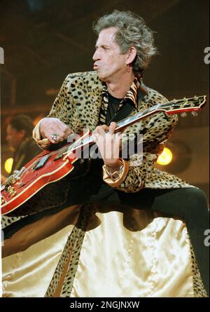 Keith Richards of the Rolling Stones performs before a packed