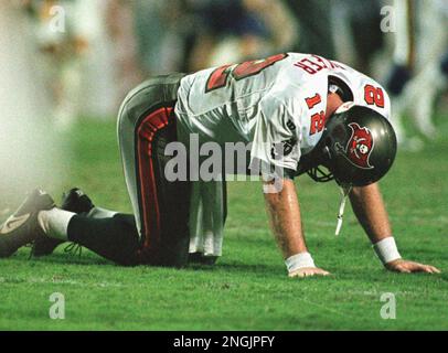 Green Bay Packers lineman Keith McKenzie (95) celebrates after Tampa Bay  Buccaners quarterback Trent Dilfer (12) was sacked in the fourth quarter of  the Packers 21-7 playoff win in Green Bay, Wis.