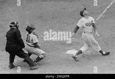 Roy Campanella, Brooklyn Dodger first string catcher, sidelined by