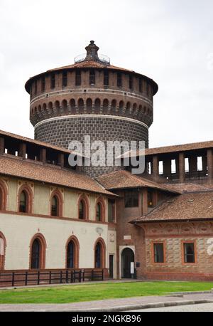 Buildings of the Sforza Castle in Milan, Italy Stock Photo