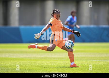 Auckland, New Zealand. 18th Feb, 2023. Kerly Theus of Senegal Women's National team in action during the FIFA Women's World Cup 2023 Playoff between Haiti and Senegal at the Norther Harbour Stadium. Final score; Senegal 0:4 Haiti. (Photo by Luis Veniegra/SOPA Images/Sipa USA) Credit: Sipa USA/Alamy Live News Stock Photo