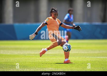 Auckland, New Zealand. 18th Feb, 2023. Kerly Theus of Senegal Women's National team in action during the FIFA Women's World Cup 2023 Playoff between Haiti and Senegal at the Norther Harbour Stadium. Final score; Senegal 0:4 Haiti. (Photo by Luis Veniegra/SOPA Images/Sipa USA) Credit: Sipa USA/Alamy Live News Stock Photo