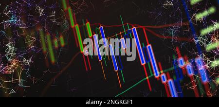 Working set for analyzing financial statistics and analyzing a market data. Stock Photo