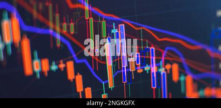 Working set for analyzing financial statistics and analyzing a market data. Stock Photo