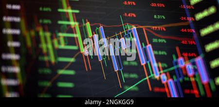 Working set for analyzing financial statistics and analyzing a market data. Stock Photo