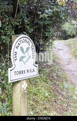 Torrs walk signage for the coastal path along the North Devon coast between Ilfracombe and Lee, Devon, UK. Stock Photo