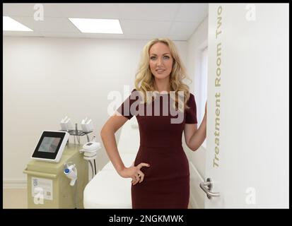 Image ©Licensed to Parsons Media. 04/03/2016. London, United Kingdom. Apprentice winner Dr Leah Totton and Lord Alan Sugar.  Apprentice winner Dr Leah Totton and Lord Alan Sugar. Dr Leah Totton alongside Lord Alan Sugar for the opening of her second clinic in Loughton.General view of Dr Leah second clinic  Picture by Andrew Parsons / Parsons Media Stock Photo