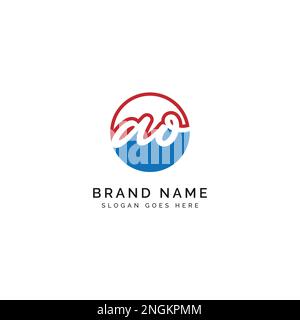 A, O, AO Initial letter handwritten and signature vector image template in round shape logo Stock Vector