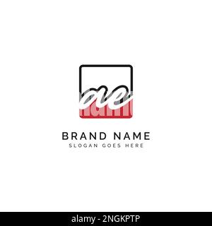 A, E, AE Initial letter handwritten and signature vector image template in square shape logo Stock Vector