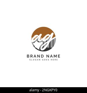 A, G, AG Initial letter handwritten and signature vector image template in round shape logo Stock Vector